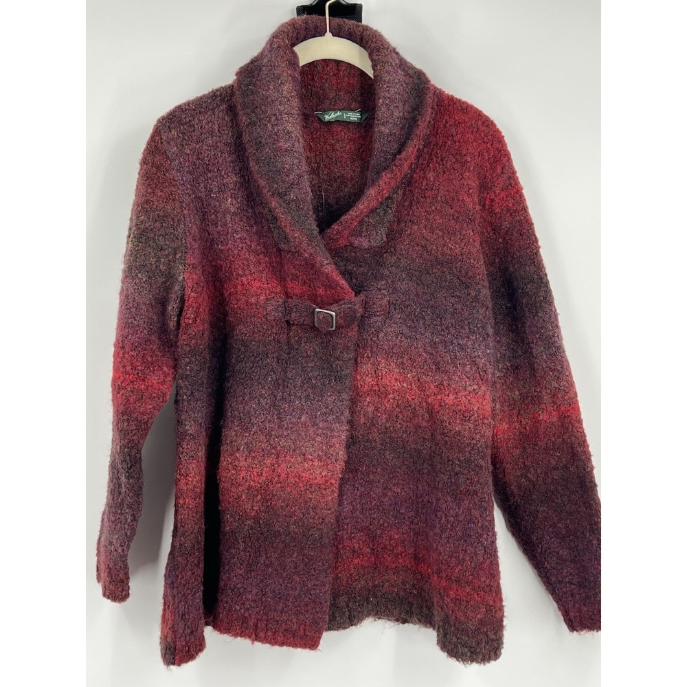 Woolrich Women's Wool Blend Boucle Cardigan Size Large Petite Sweater Cabincore